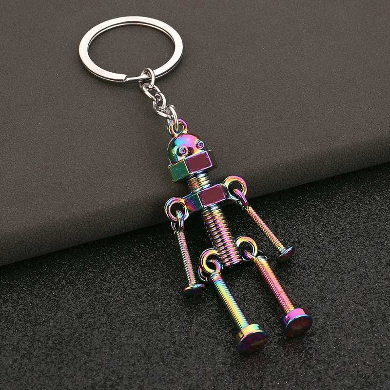 Funny Robot Keychain Metal Screw Body Keyring for Men Couple Bag Pendant Car Key Holder Creative DIY Gifts Car Accessories H260318 - view 4
