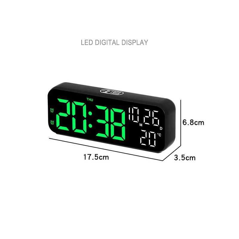 LED Digital Clock Temperature Date Week Display Desktop Clock 3 level Brightness Adjustment Voice Control Countdown Alarm Clock D260318