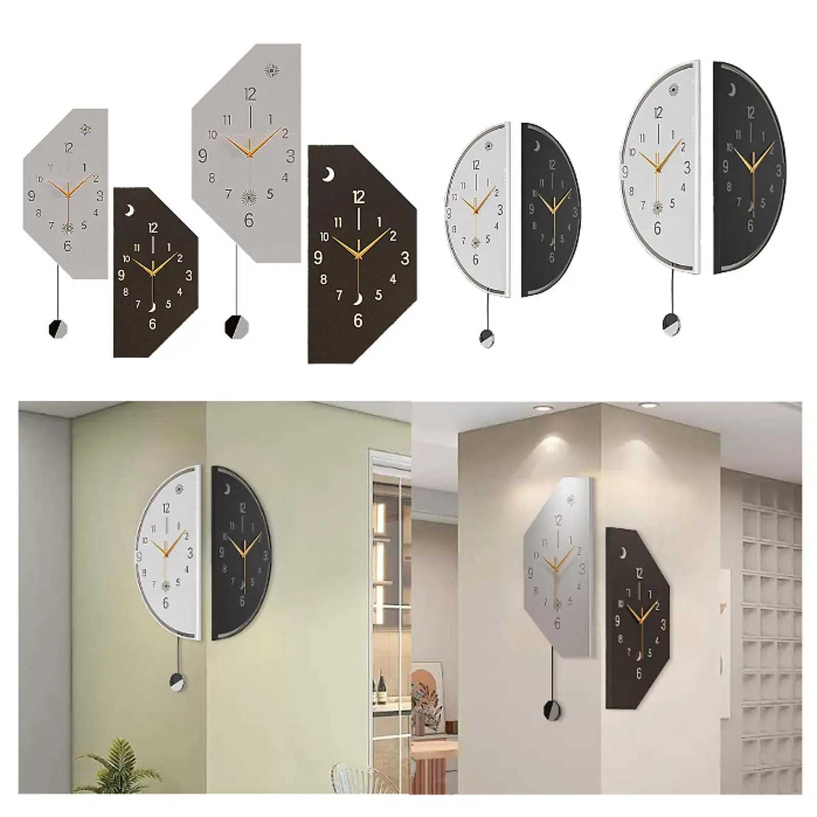 Double Sided Corner Wall Clock Iron Art Simple Unique Modern Wall Decoration for Kitchen Living Room Home Office Dining Room D260318