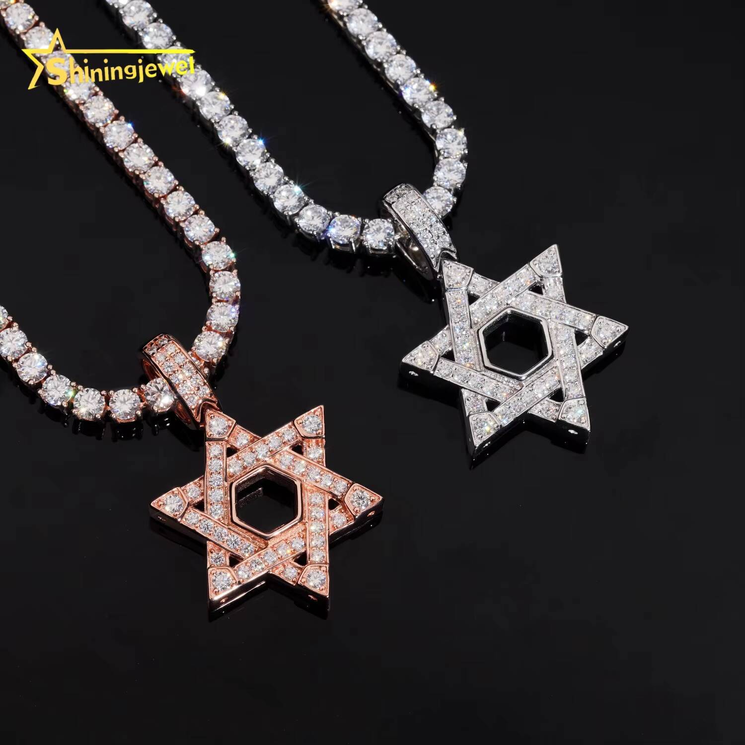 Hip Hop Jewelry Charm Pendants 925 Sterling Silver Star Shape Moissanite Pendant High Quality Custom VVS Moissanite Pendant Men