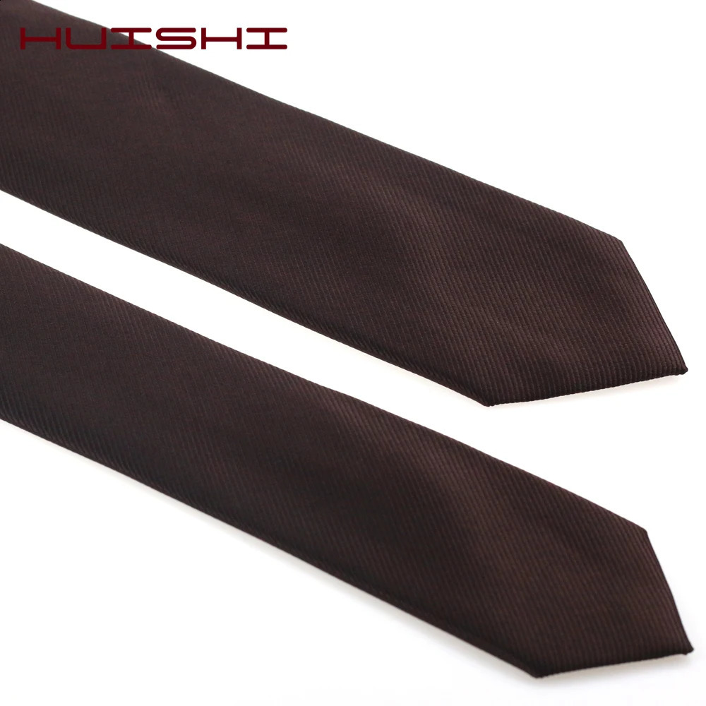 HUISHI Fashion Checked Stripe Plaid 8cm 6cm Brown Tie For Men Suit Business Wedding Party Neckties Gift 260316