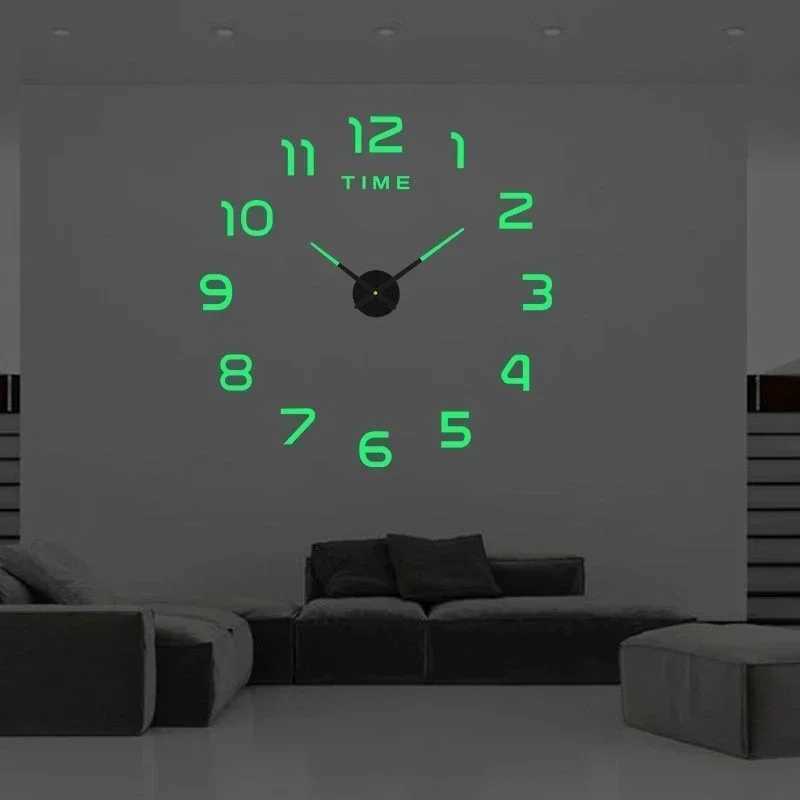 Bedroom Decoration Clock Large 3d Wall Clock Living Room Large Garden Acrylic Mirror Sticker Decoration Art Decor Clocks Digital D260318