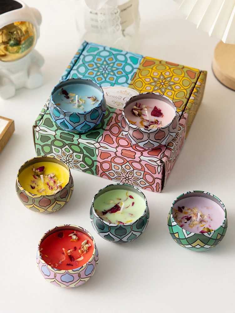 1pc Handmade DIY Jarred Scented Candle Home Bedroom Air Freshener Ornament Ethnic Series Plant Fragrance D260318