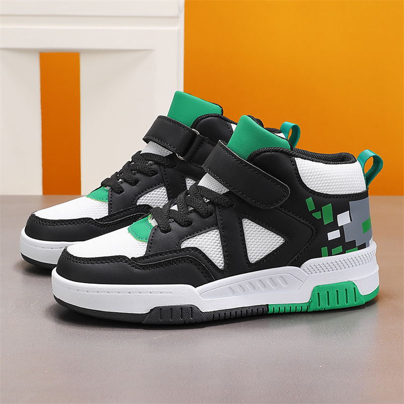 Free shipping Kids High Top Sneakers Toddler Magic Tape Casual Shoes, Non-Slip Breathable Blue Sneakers for 3-12 Years Boys size 28-37