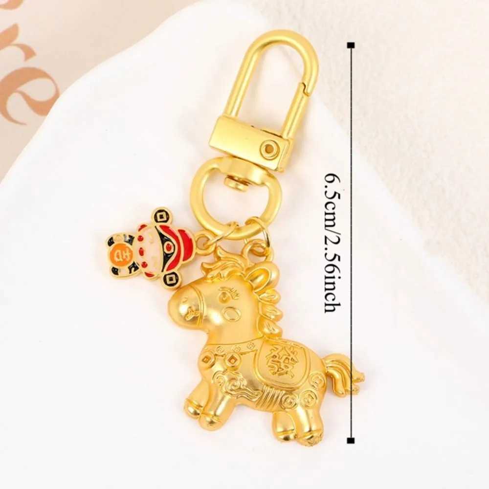 Retro Chinese Style Gold Pony Keychain Gold New Year Horse Key Ring Alloy Bag Charm Zodiac Pony Bag Pendant Home Decor H260318 - view 7