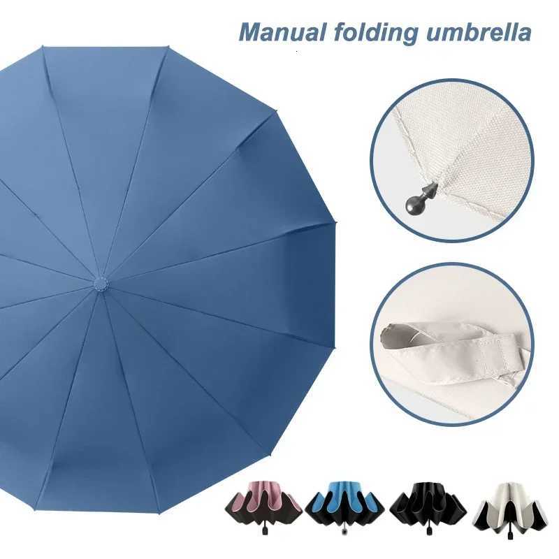 1PC Manual Folding Umbrella Large Double Size UV Protection Sun Rain Resistant Compact Shade Sunny and Rainy Umbrella H260318 - view 6