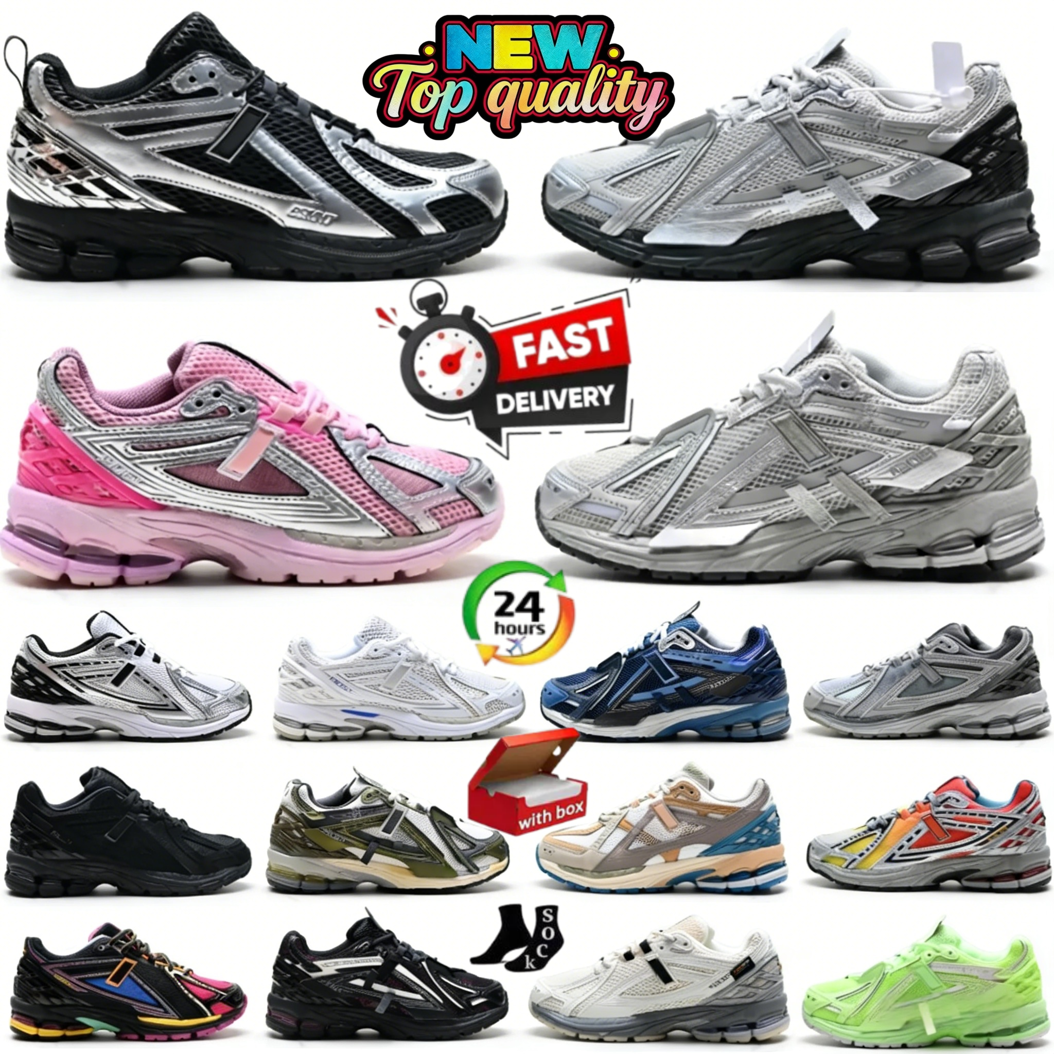 Top Quality Designer Shoes 1906r Mens Womens 1906D Running shoes Outdoor Sneakers Silver Black White Metallic Gold Leather Trainers With box size 36-47