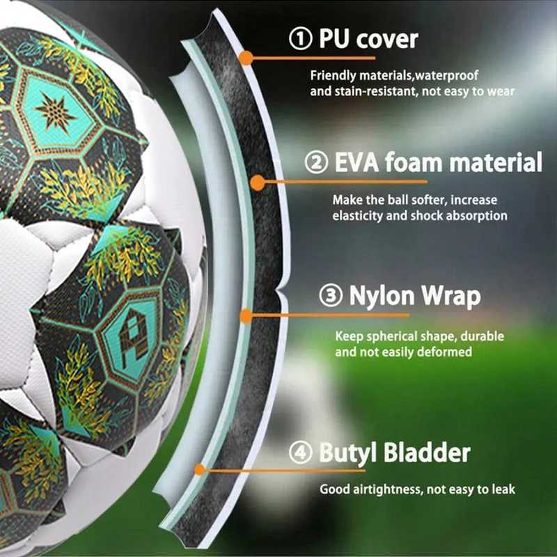 High Quality Size 5 Soccer Ball Official PVC Wear Resistant Outdoor Sports Football Training Match Football M260318