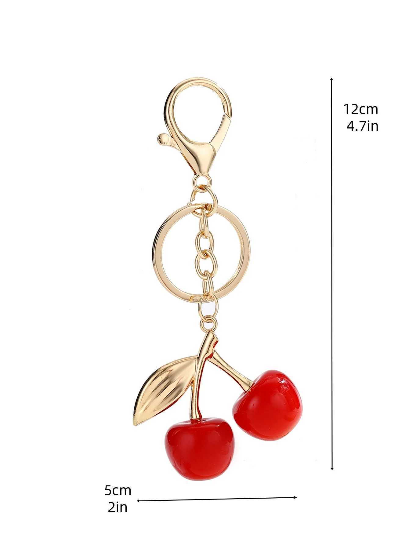 Cherry Fruit Keychain Cute Simulation Fruitage Alloy Set With Diamonds Key Chain Ladies Car Bags Pendants Jewelry Decorations H260318 - view 3