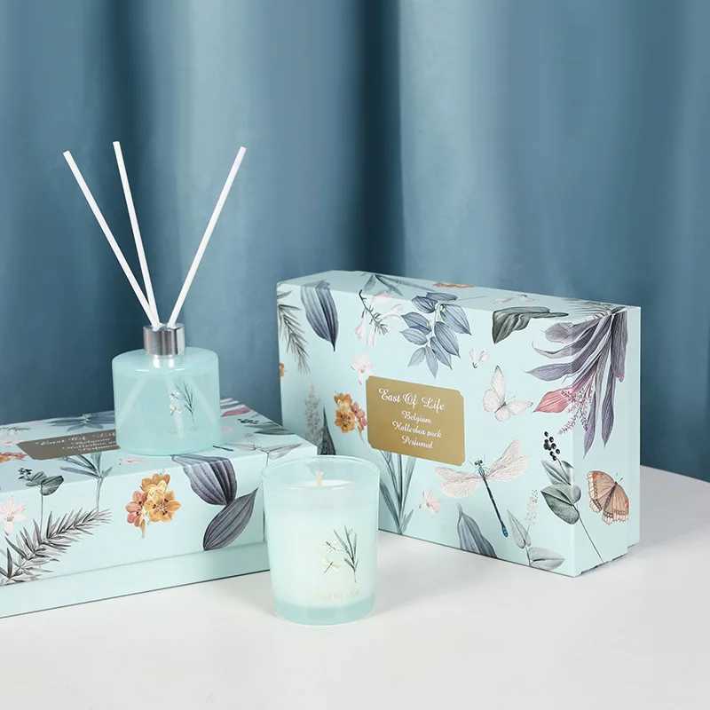 Blue Tengzhi Non-flame Scented Candle Gift Box Set Festival Birthday Gift Souvenir Bamboo Coffee Sage Fresh Elegant Scented D260318