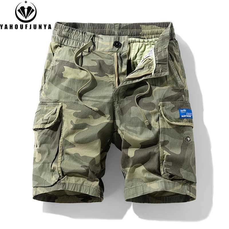 New Men Summer Outdoor Leisure Camouflage Comfortable Shorts Men Elastic Waist Loose Straight High-Quality Design Shorts Male M260318