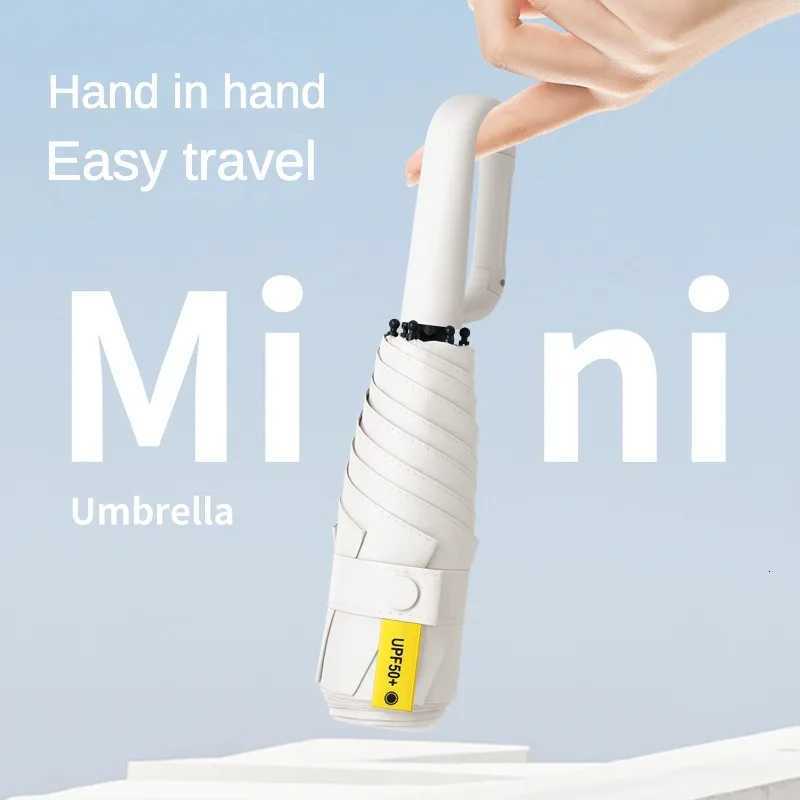 Portable buckle handle mini umbrella folding umbrella with five fold full blackout black rubber sunscreen umbrella UV resistant H260318 - view 6
