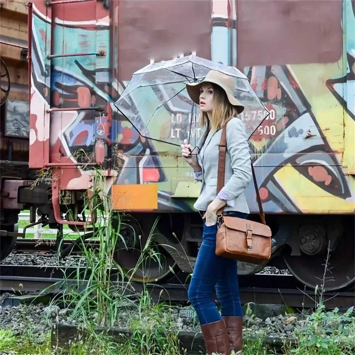 Automatic Clear Bubble Umbrella Korean Style Transparent Travel Dome Umbrella for Women Girls - Rainy Windy Weather Protection H260318 - view 7
