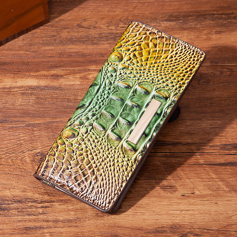 Fashion European and American Retro New Multicolor Women's Wallet Clutch Crocodile Pattern Brahmin Wallet Cross-border Amazon 036