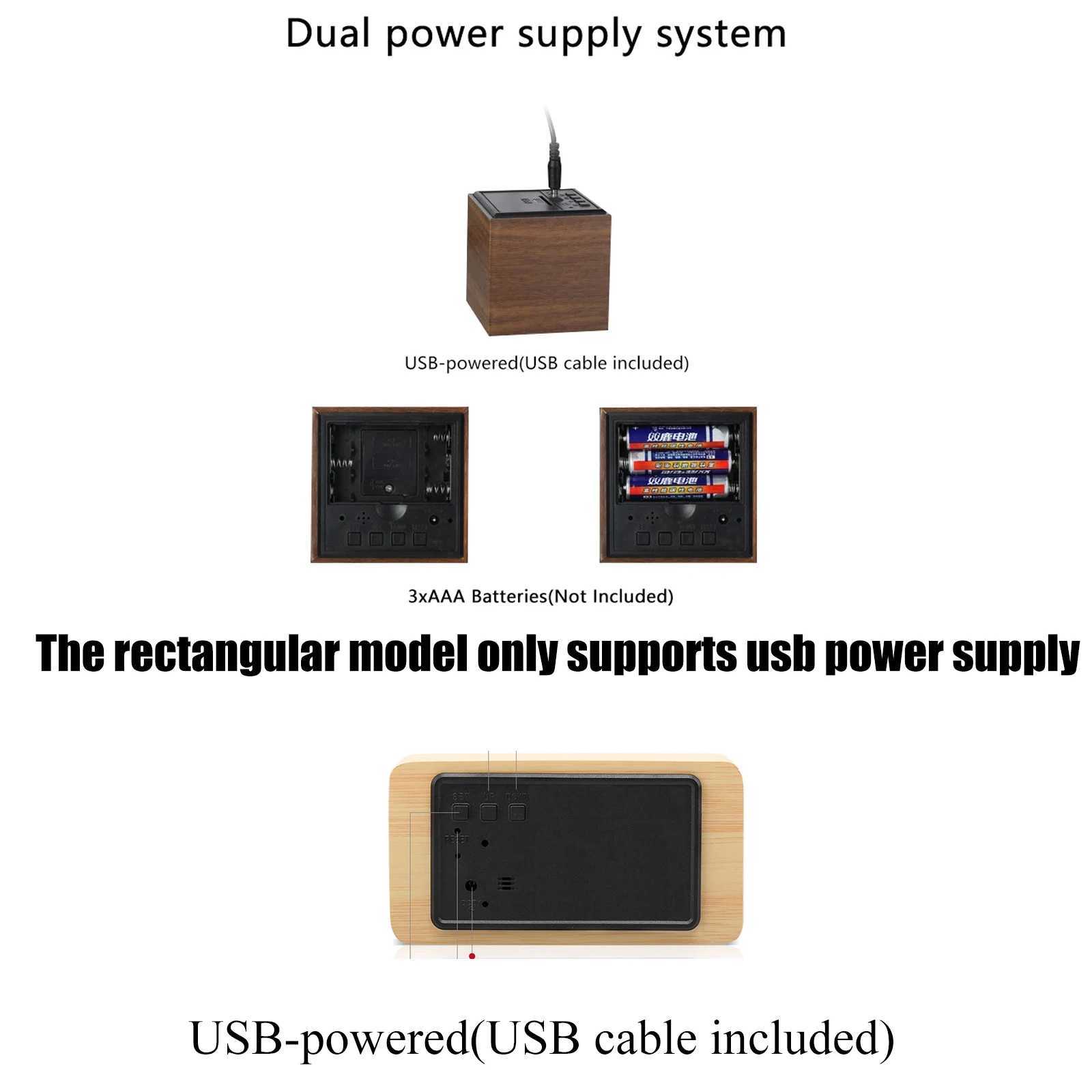 Alarm Clock LED Wooden Watch Table Voice Control Digital Wood Despertador USB/AAA Powered Electronic Desktop Clocks D260318