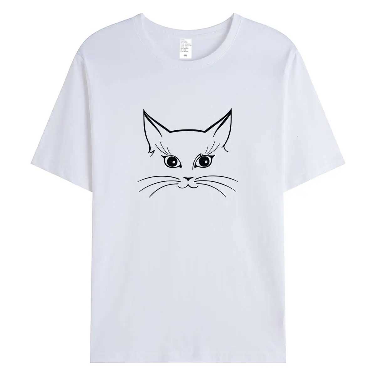 Womens 100 Cotton T Shirts Oversized Casual Tee 2025 Summer Short Sleeve Top New Cat Graphic Woman ClothingT260317