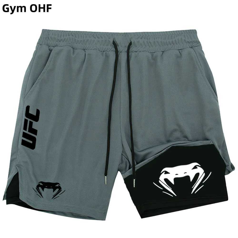 UFC Summer Mens Sports Shorts Breathable Tennis Training Pants Mixed Martial Arts Print Quick-Drying Outdoor Running Double- M260318
