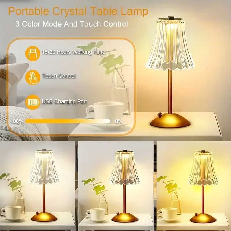 Vintage crystal LED desk lamp USB charging suitable for bedrooms and living rooms easily creating a warm atmosphere H260318
