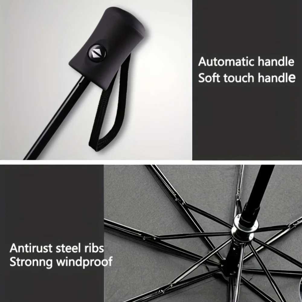 Fully Automatic Windproof Umbrella - Waterproof Foldable Golf Compact Travel Umbrella with Reflective Strip Steel Ribs H260318 - view 5