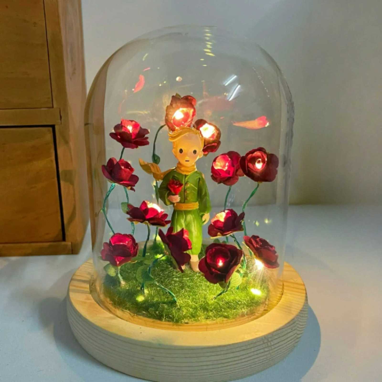 Little Prince Night Light Immortal Rose Atmosphere Lamp Handmade DIY Gift Christmas Valentine Birthday Gift for Girl H260318
