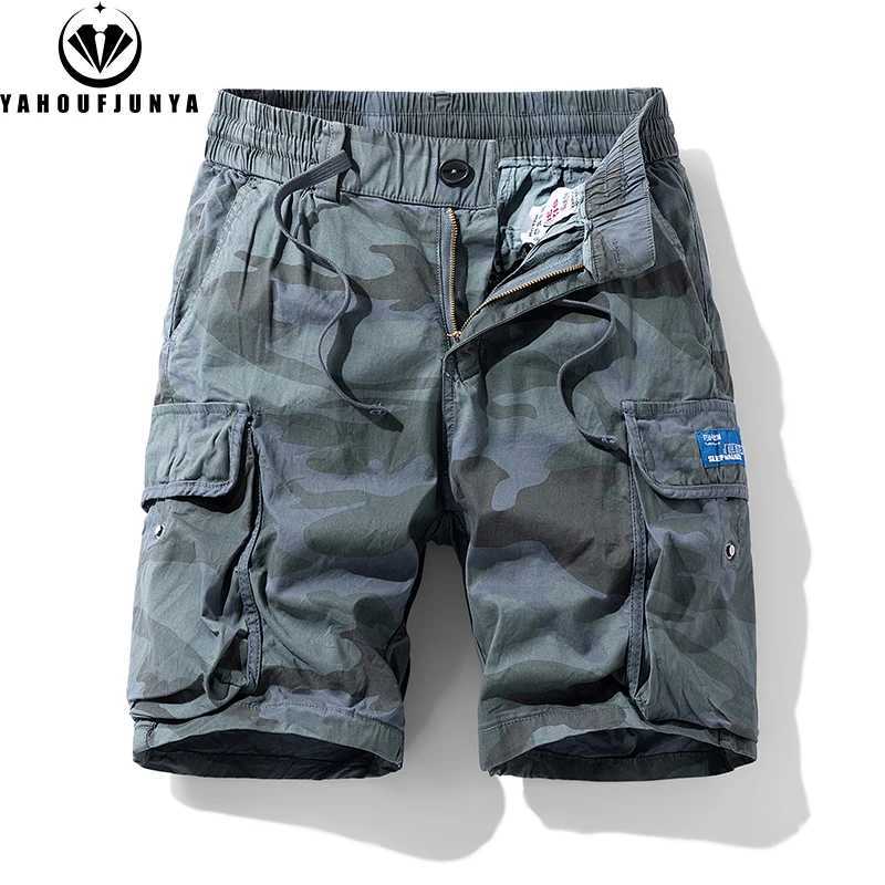 New Men Summer Outdoor Leisure Camouflage Comfortable Shorts Men Elastic Waist Loose Straight High-Quality Design Shorts Male M260318