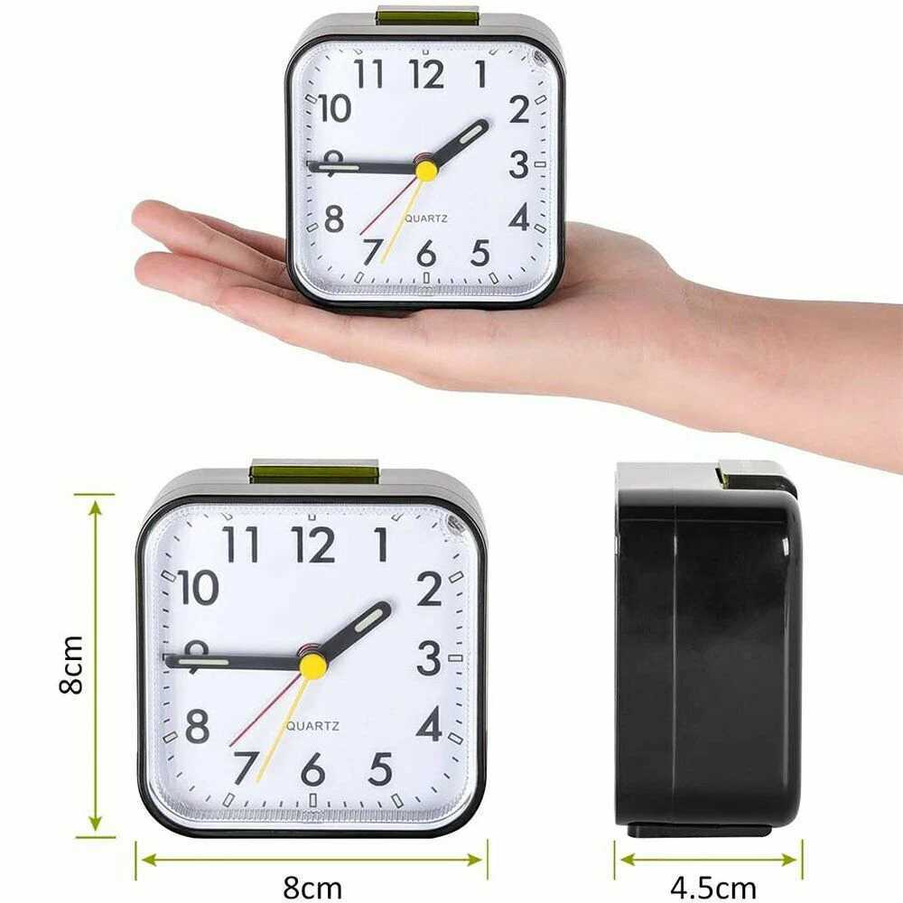 Analogue Silent Alarm Clocks Small Silent Non-ticking Analog Quartz Clock with Light Snooze for Heavy Sleepers Office Bedroom D260318