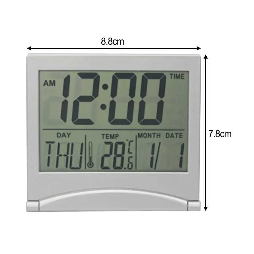 1Pcs Foldable Electronic Clock Large LCD Display Ultra-Thin Travel With Date And Temperature Alarm Clock Portable Mute Watch D260318