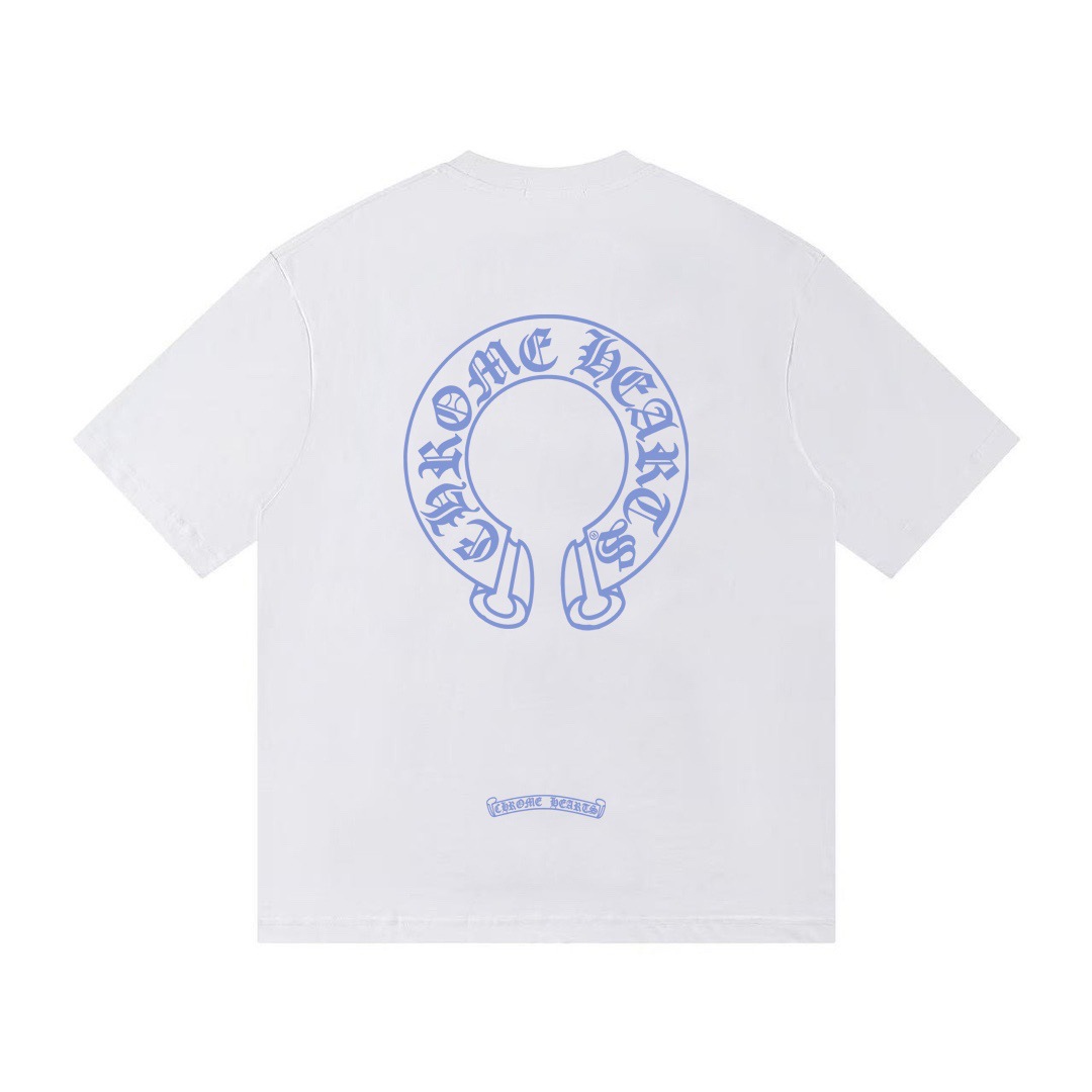 Printed pocket letter-style large logo horse-shaped round-neck loose short-sleeved T-shirt T260318