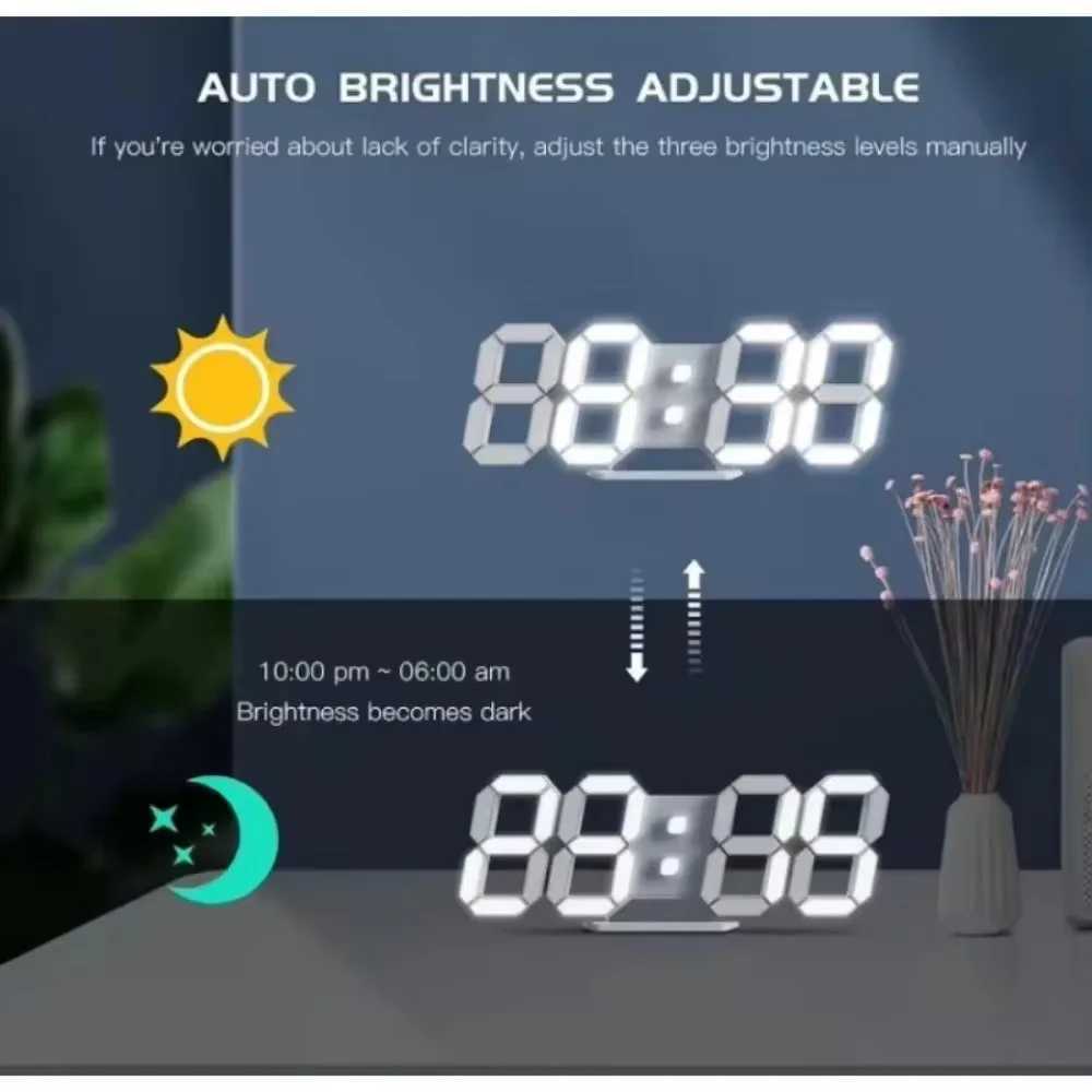 3D Led Clock Calendar Thermometer Display Watch Electronics Alarm Clocks Bedroom Decoration Digital Desk Clock Table Decorations D260318