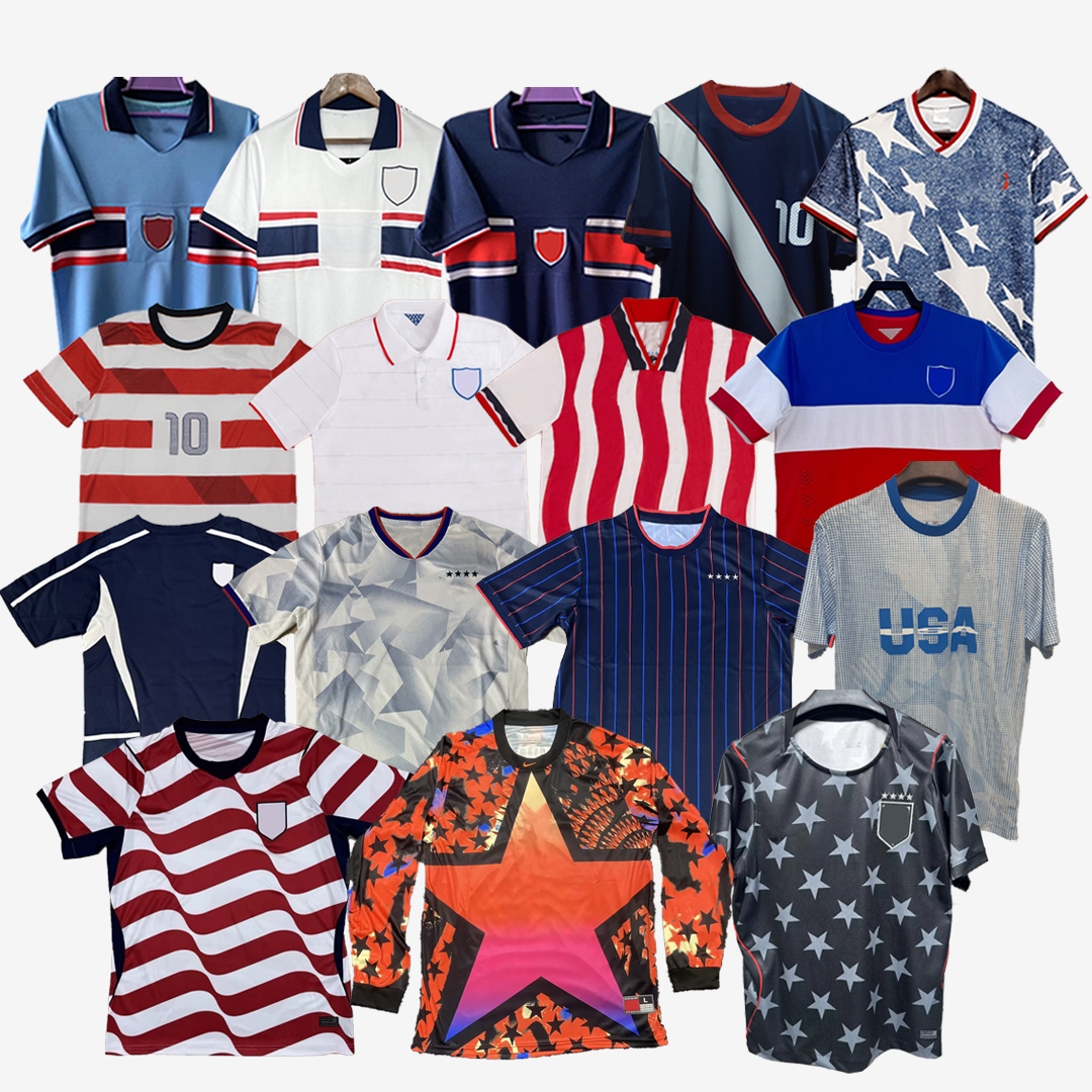 New + Retro 2026 PULISIC MCKENNIE Football Jersey DEMPSEY PRESS WOOD America 2013 1994 1995 2000 2014 Shirt United States Camisetas USA USMNT Men Kit GK long sleeve away