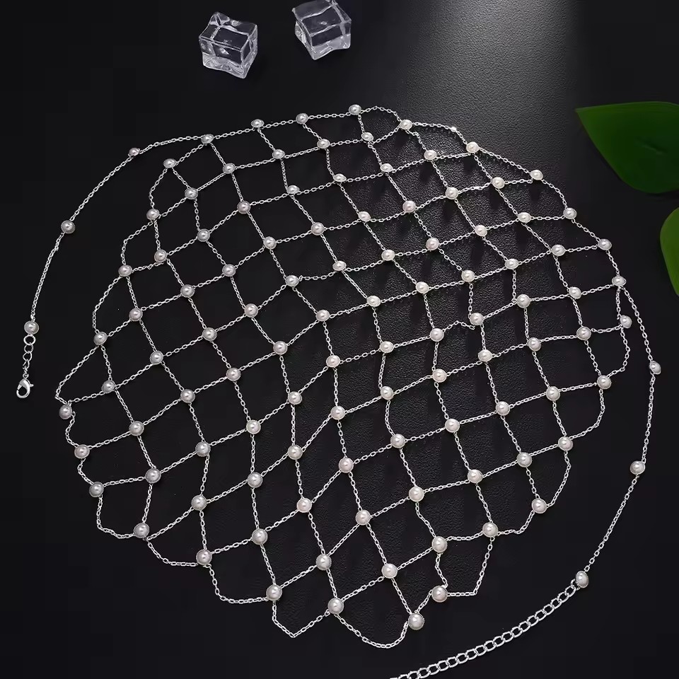 Elegant Imitation Pearl Mesh Headpiece Hat Wedding Hair Decoration Handmade Boho Metal Head Chain Cap Prom Jewelry Adjustable Lg1088 Youmaidress