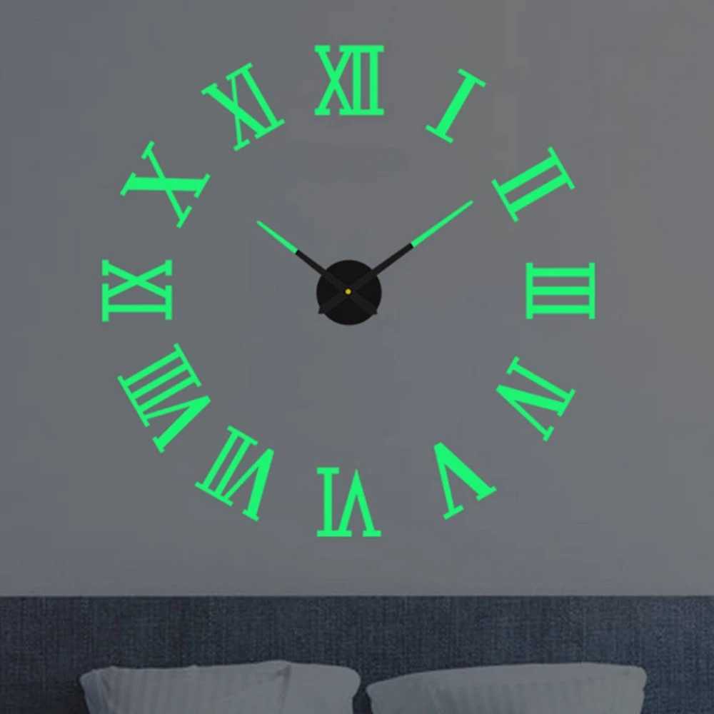 New Modern Design Large Wall Clock 3D DIY Quartz Clocks Fashion Watches Acrylic Mirror Stickers Living Room Home Decor Horloge D260318