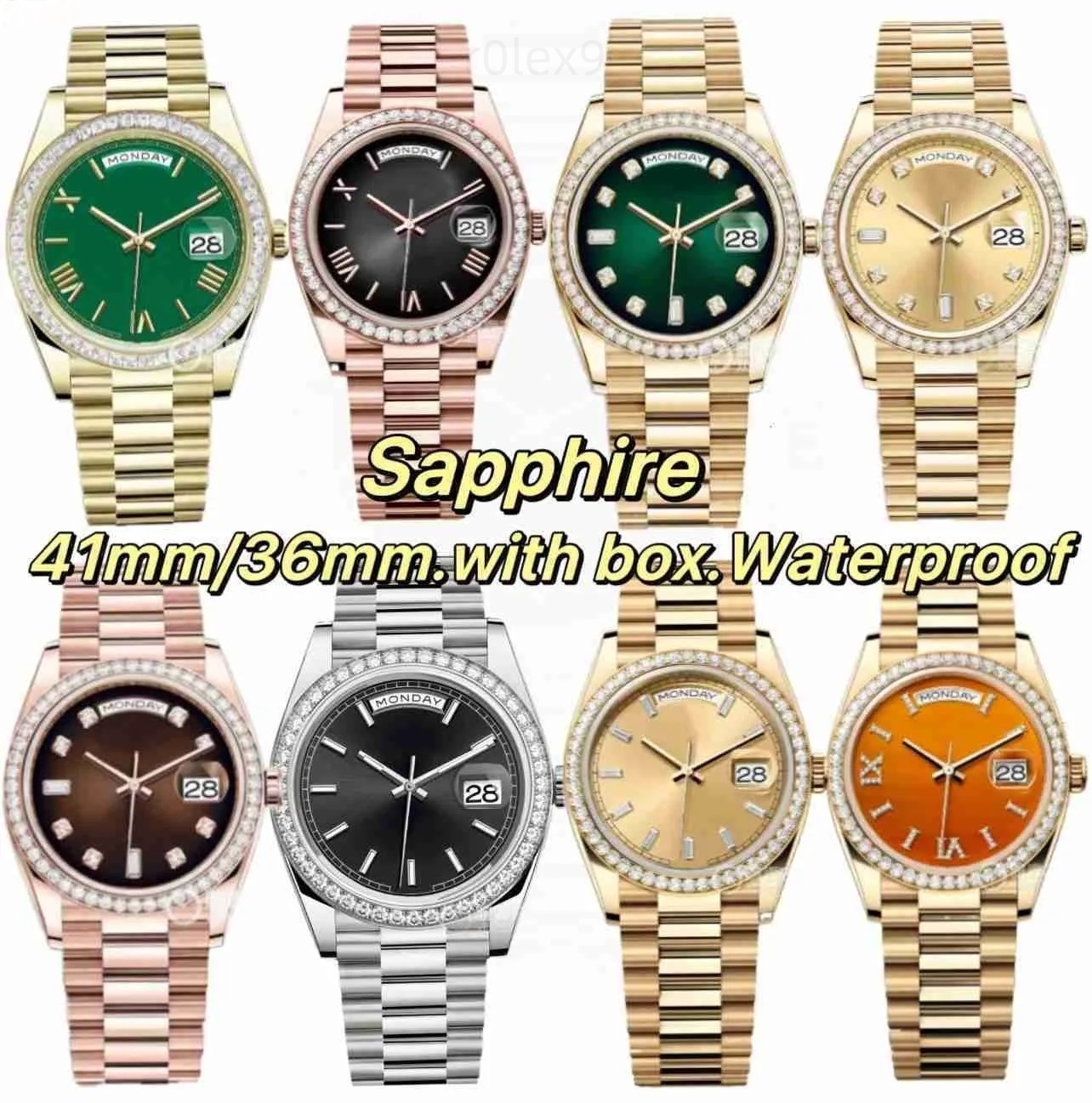 Diamond bezel 36mm/41mm Automatic watches Mechanical Watches calendar 316L FullStainless Steel waterproof Luminous Gold watch montre de luxury watch with box