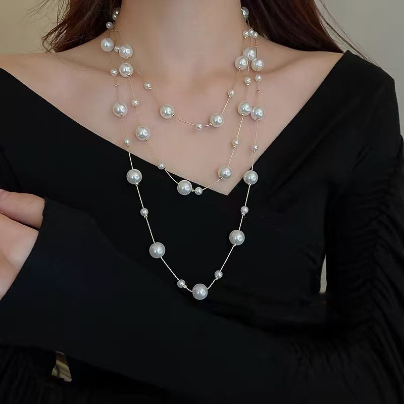French Style High-End Fashionable Women's Accessories Milk White Imitation Pearl Necklace Fashionable Women's Accessories Autumn Winter - view 5