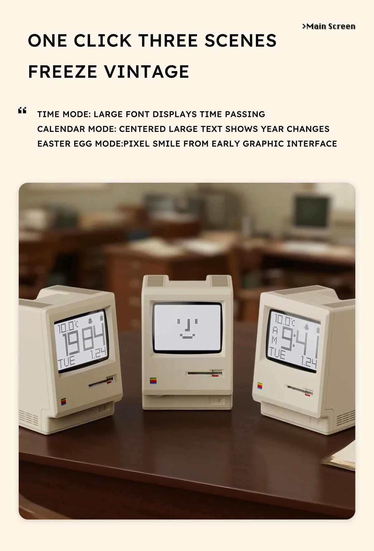 60 hours Standby Retro Maclock Alarm Clock Student Specific Wake-Up Artifact Desktop Decor Electronic Display Creativity Clock D260318