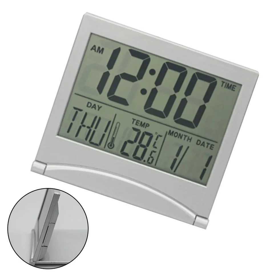 1Pcs Foldable Electronic Clock Large LCD Display Ultra-Thin Travel With Date And Temperature Alarm Clock Portable Mute Watch D260318