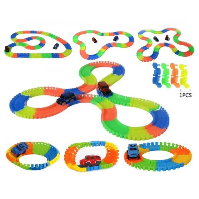 Childrens Free Assembly Graphics Diy Electric Light Car Night Light Track Tunnel Overpass Intersection Accessories Toys Y260316