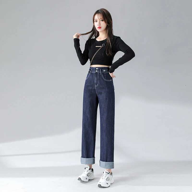 Straight Tube Womens Jeans Loose Leisure Skin Friendly Denim Pants High Waist Comfortable Vintage Streetwear CasualT260317