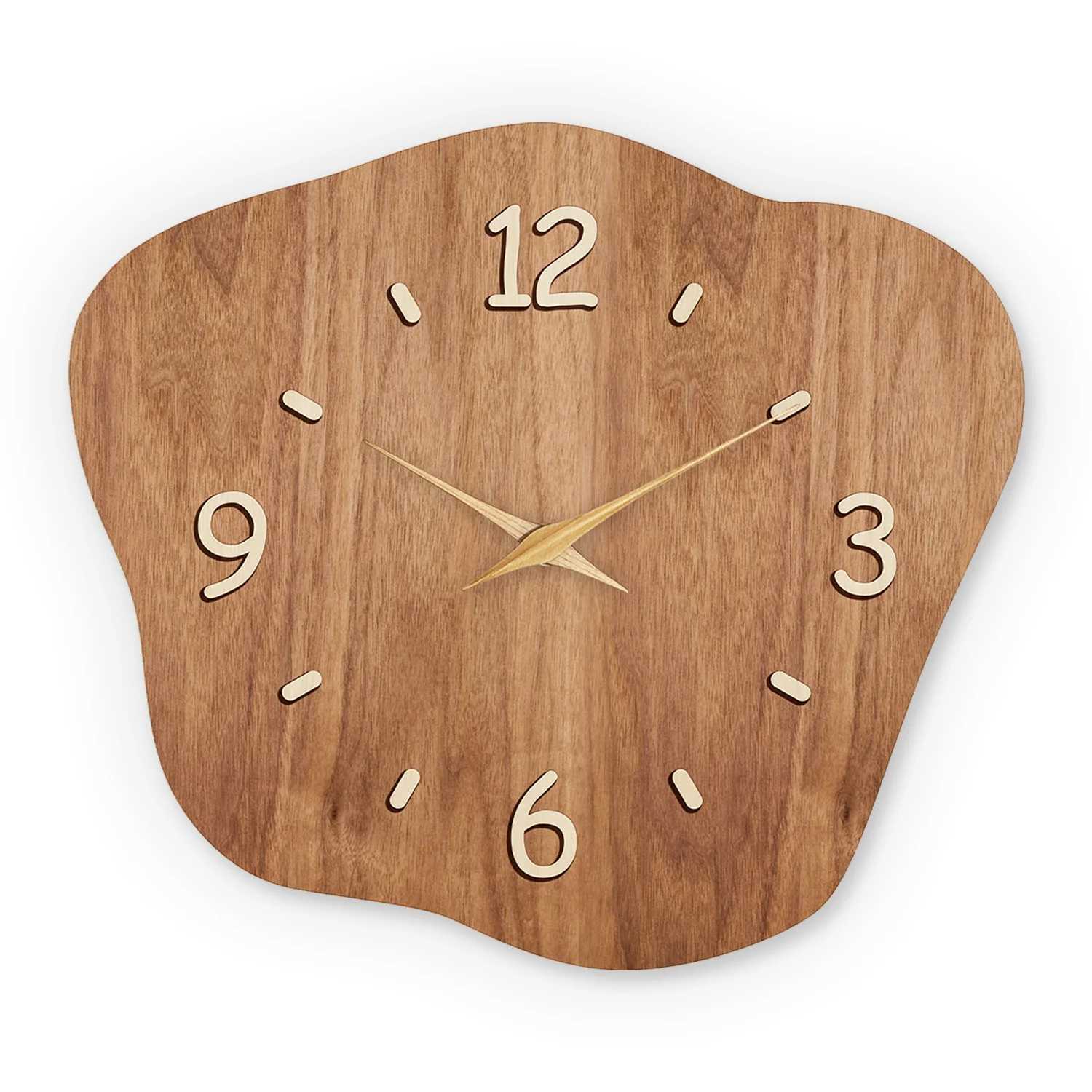 Asymmetrical Crystal Porcelain Wooden Wall Clock Living Room Bedroom Kitchen Home Decoration Wall Clock Silent Quartz Clock Holiday Gift 12 Inches 14 