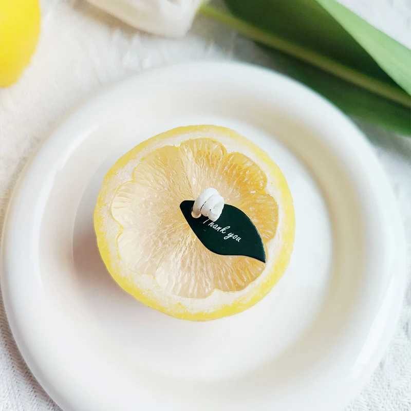 Handmade Lemon Scented Soy Wax Candle - Home Decor Souvenir Hand-Poured Fragrance for Atmosphere Decoration D260318
