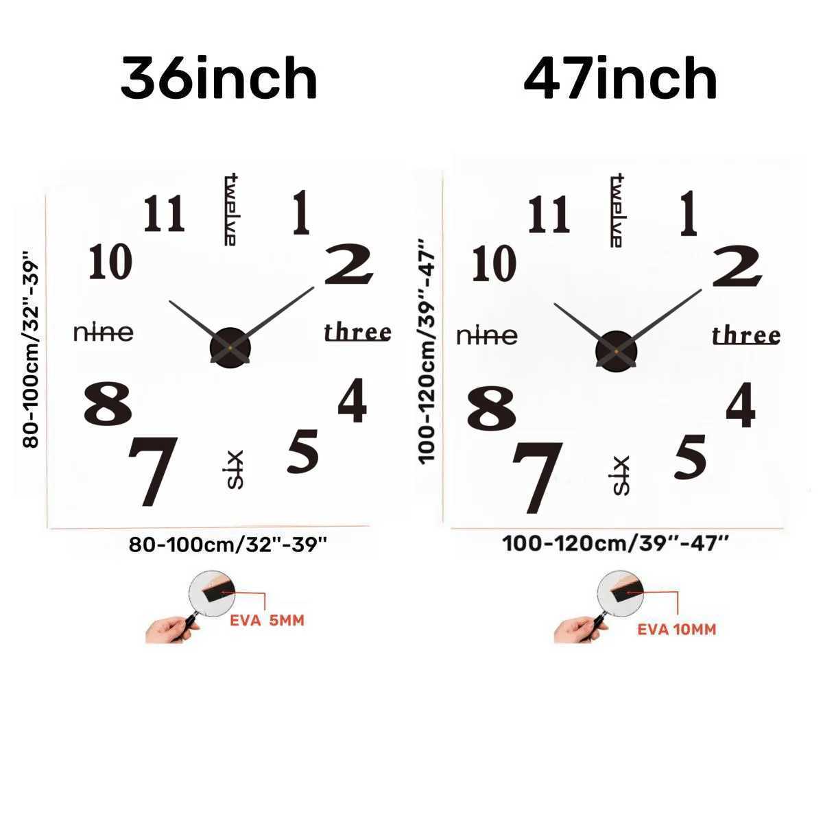 Large 3D Wall Clock Luminous Classic Wall Clocks DIY Digital Clock Wall Watches Stickers Silent Clock for Home Living Room Table D260318