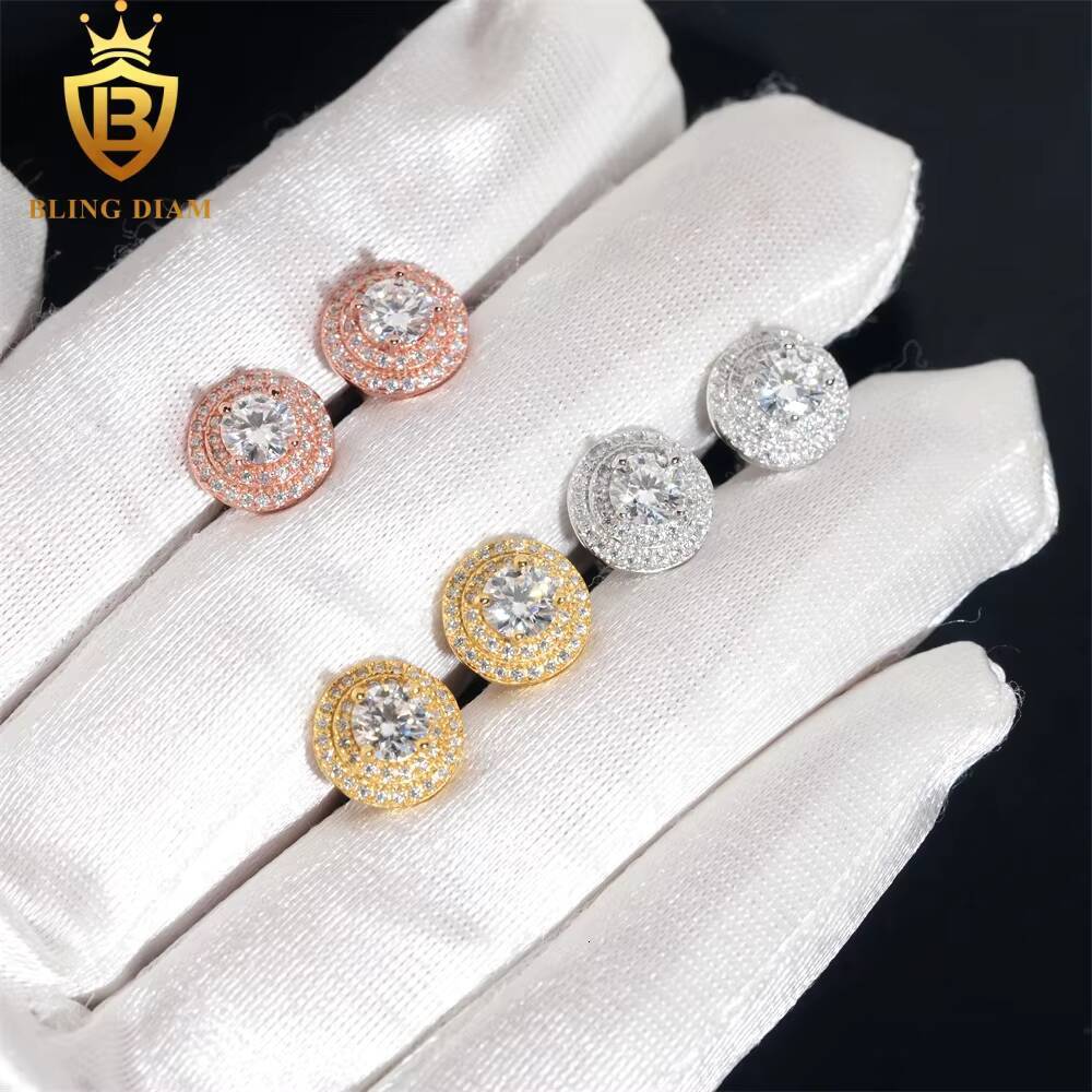 USA Stock New Arrivals 925 Silver Earrings Iced Out Vvs Moissanite Earring Diamond Fine Jewelry Earring Men Women
