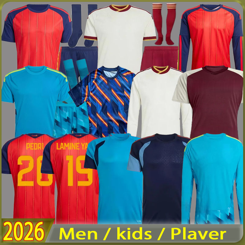 2026 Spains World Cup PEDRI LAMINE YAMAL Soccer Jerseys PINO MERINO RODRIGO SERGIO M.ASENSIO FERRAN 25 26 Home Men long Kids Kit HERMOSO REDONDO Player