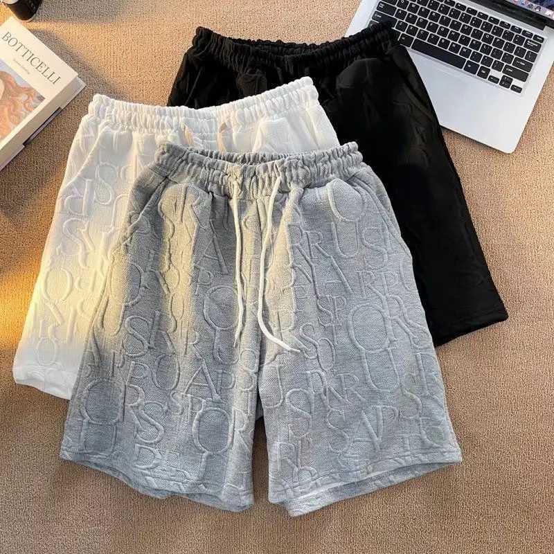Brand Premium Waffle Casual Shorts Men Sport Loose Wide leg Running Shorts Letter Beach Baggy Board Cargo Shorts Male M260318