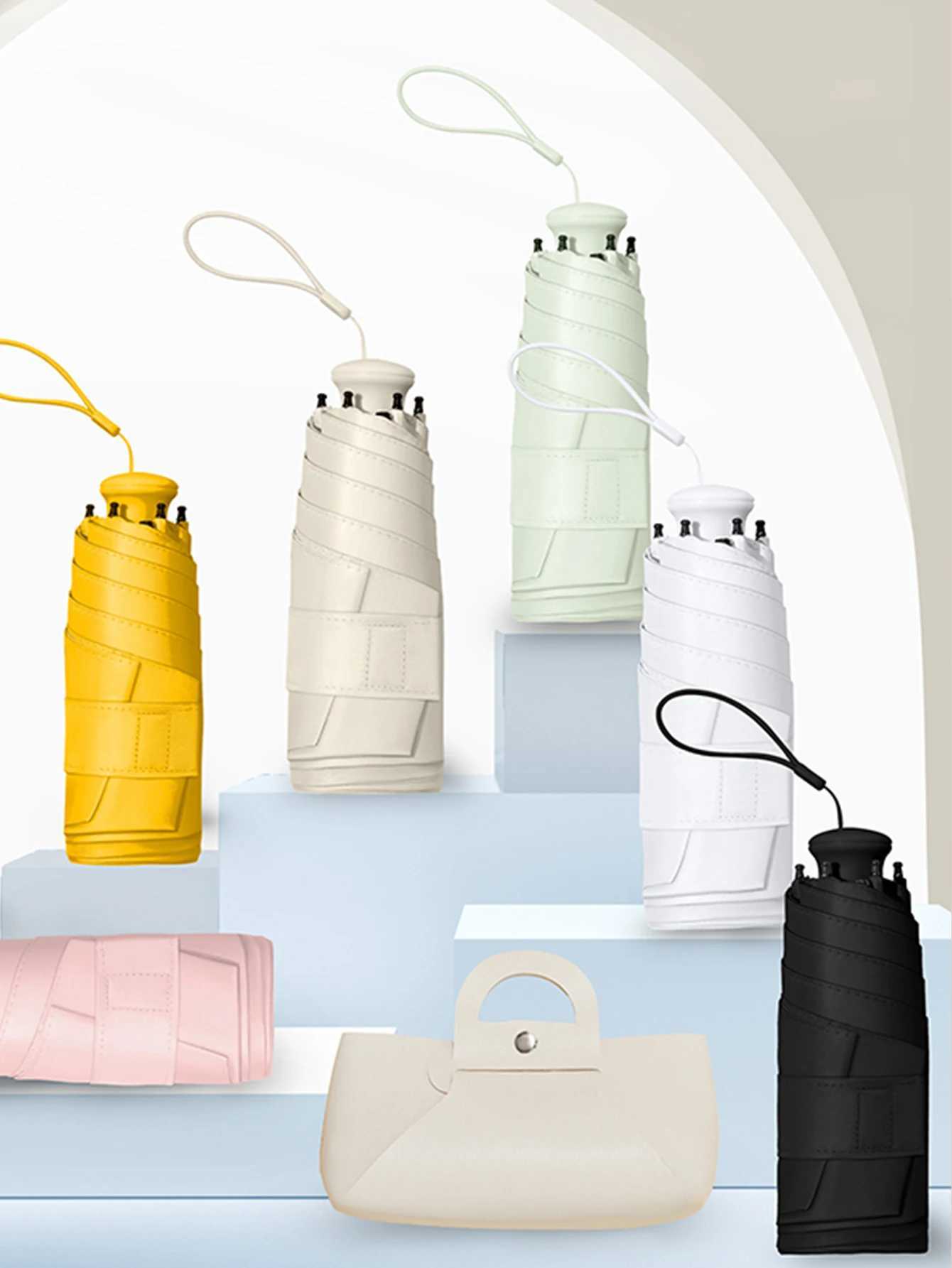 Super Mini Pocket Compact 5 Folding Umbrella Sun Anti UV Protection Lightweight 6 Ribs Folding Rain Windproof For Travel H260318 - view 4