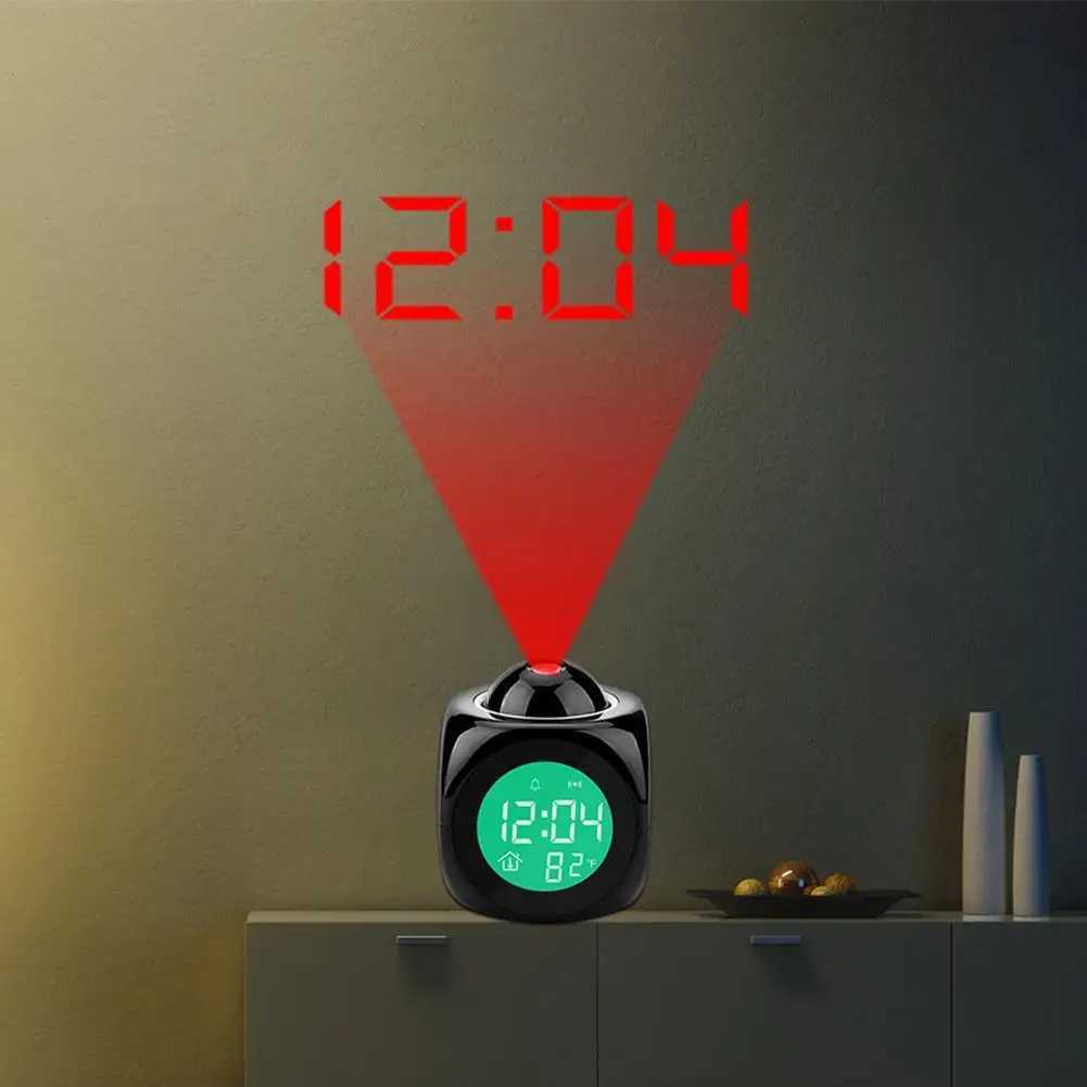 Multifunctional LED Projection Alarm Clock Energy Saving Fashion Voice Alarm Clock Projection Digital Clock Decor Ornament D260318