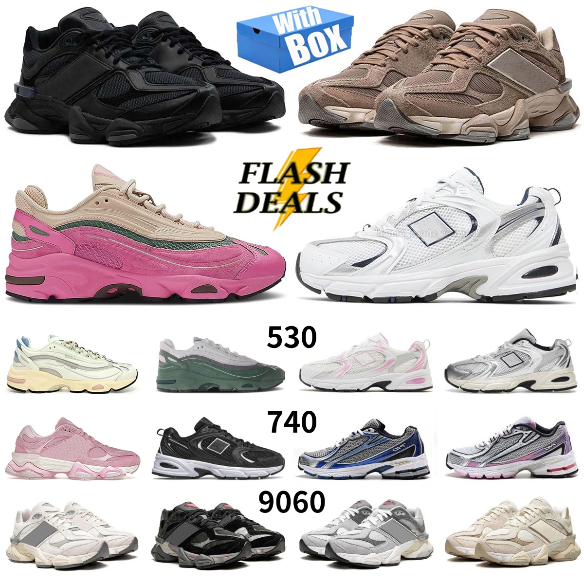 9060 530 740 designer shoes men women running shoes Triple white Black pink red Grey Rain jet Sea Salt White brown platform casual outdoor trainers sneakers