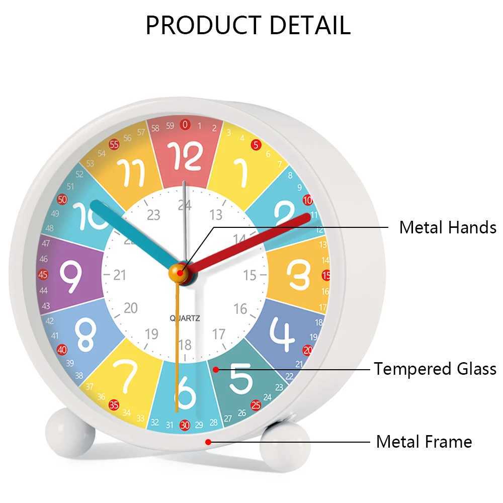 11CM Early Education Desktop Alarm Clock Metal Frame Student Wake Up Clock Silent Movement Bedroom Study Alarm Clock Home Decor D260318