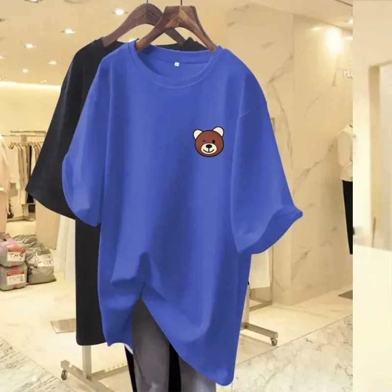 Womens Clothing Pure Cotton T-shirt Spring/Summer New Short Sleeve Bear Casual Tee Lady Versatile O-neck Basic Large Size TopsT260317