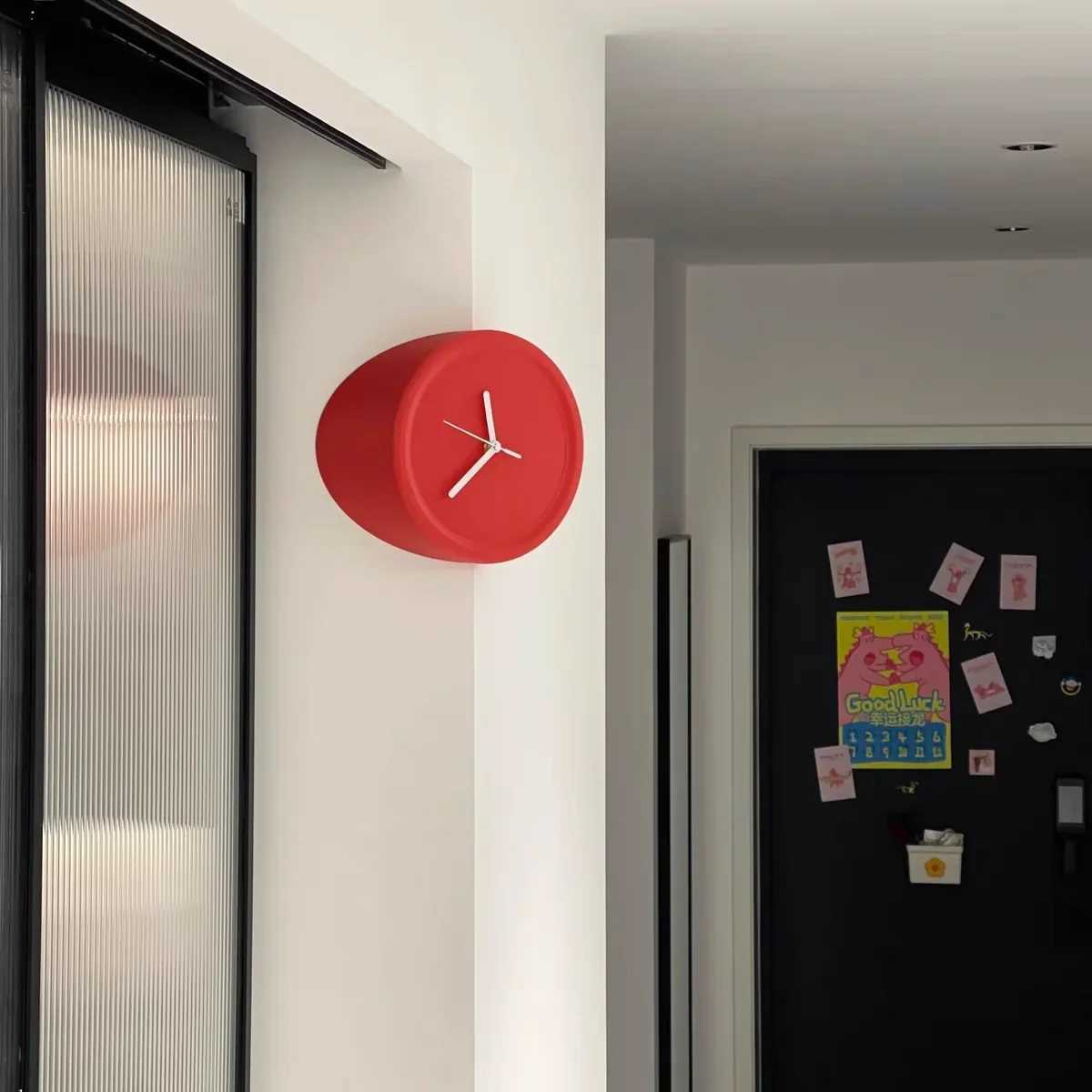 Ins Quiet Wall Clock 8inch Non-Ticking Punch-Free Corner Wall Clock Wall Decor Bedroom Technology Luxury Art Home Decoration D260318